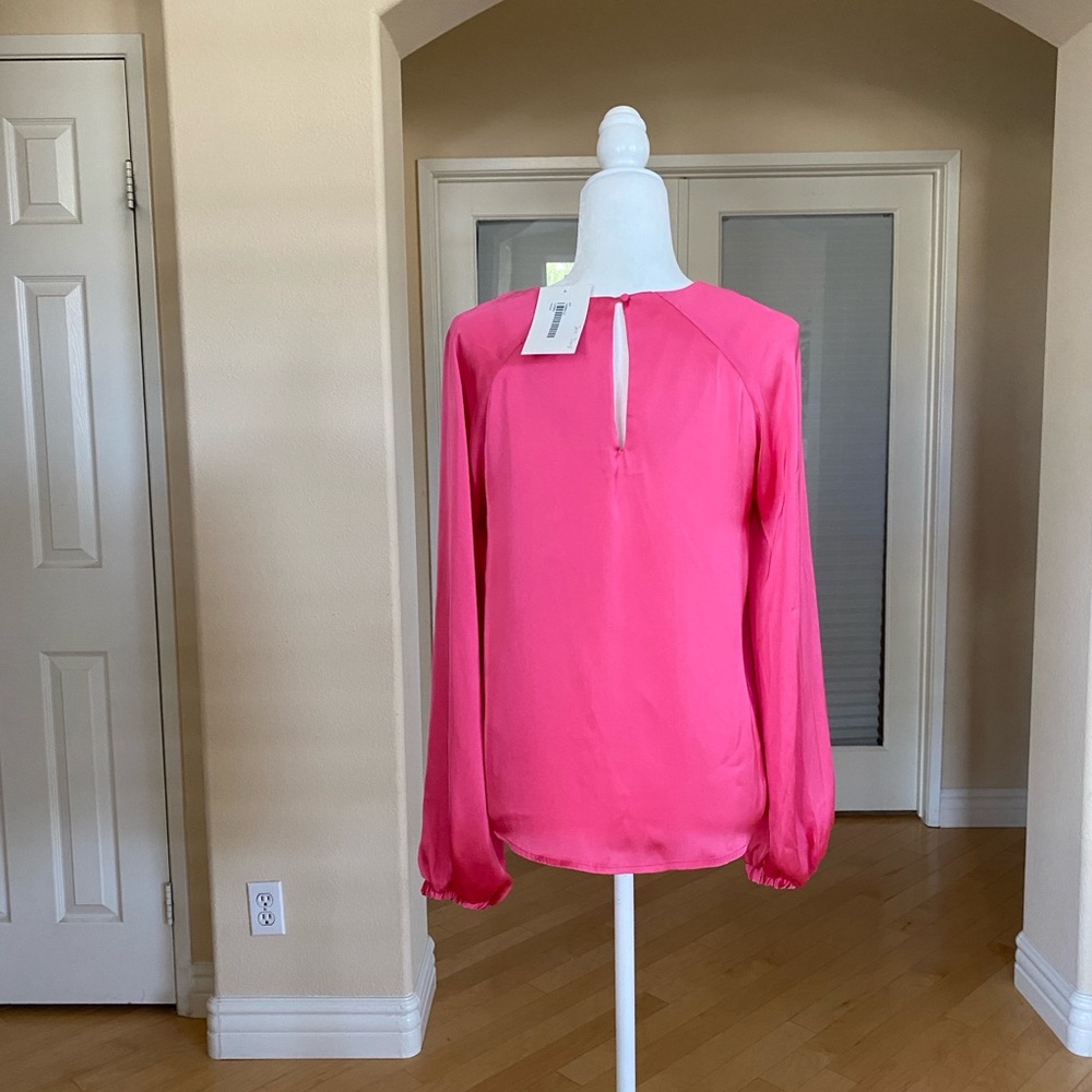Ellos Pink Relaxed Pleated Bib Collar Blouse